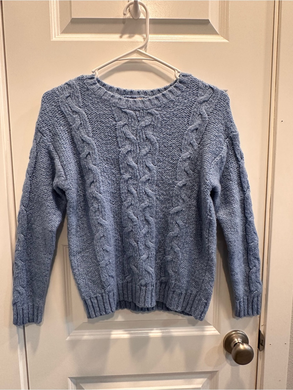 Ashley By 26 International Sky Blue Cable Knit Crewneck Sweater